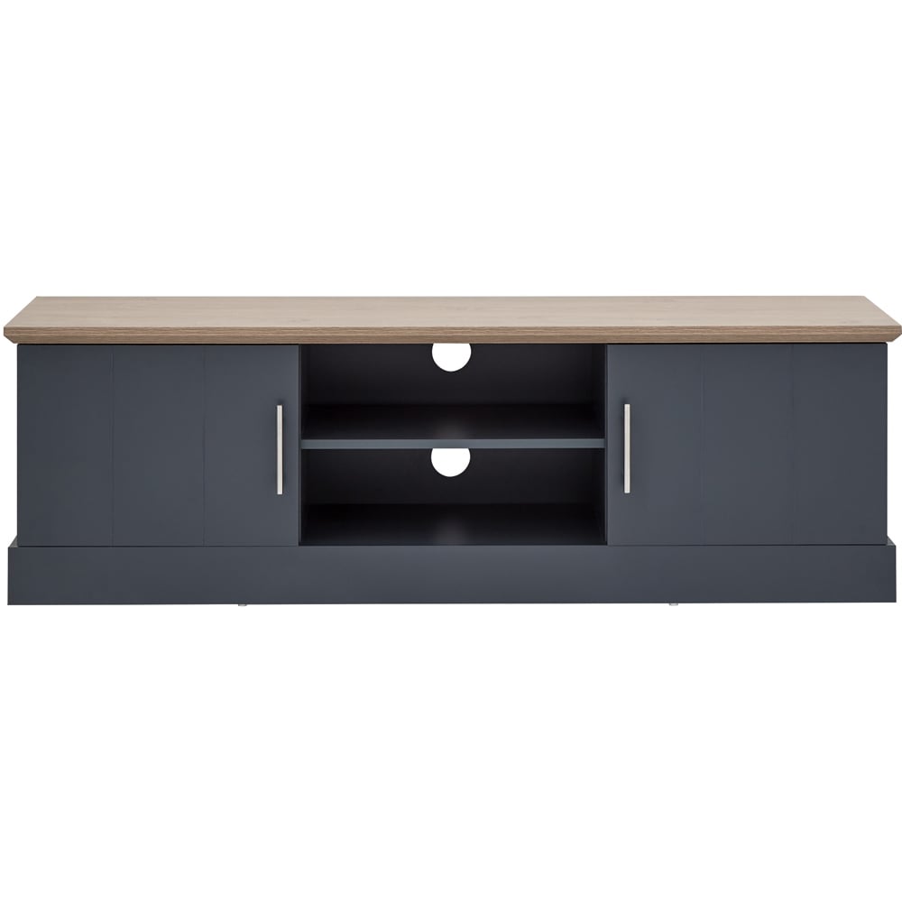 GFW Kendal 2 Door 2 Shelf Slate Blue Large TV Unit Image 4