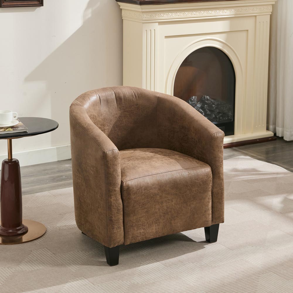 Furniture One Brown Bronzing Fabric Upholstered Tub Chair Image 3