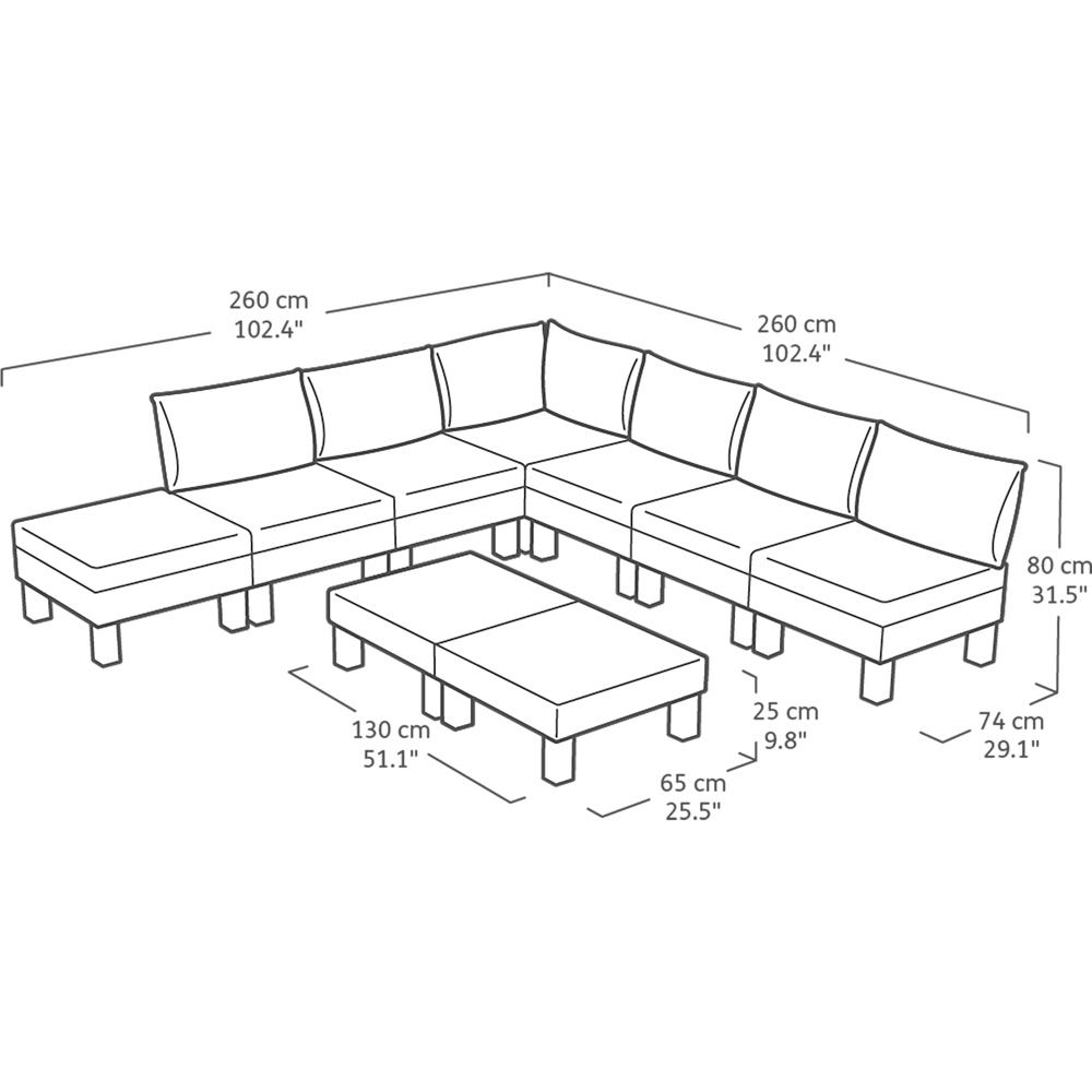 Keter Elements 7 Seater Graphite Sofa Set Image 9