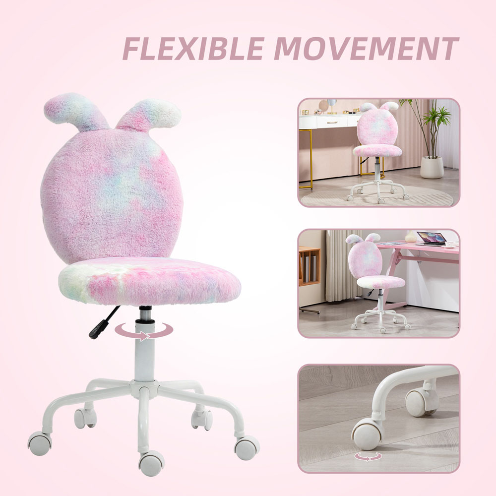 Portland Colourful Armless Bunny Vanity Chair with Swivel Wheels Image 8