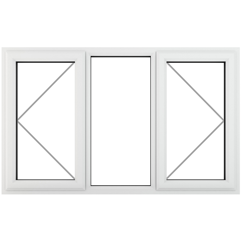 Crystal uPVC Double Glazed Window LH & RH Side Hung Fixed Centre White Clear Glass 1770x1115mm Image 2