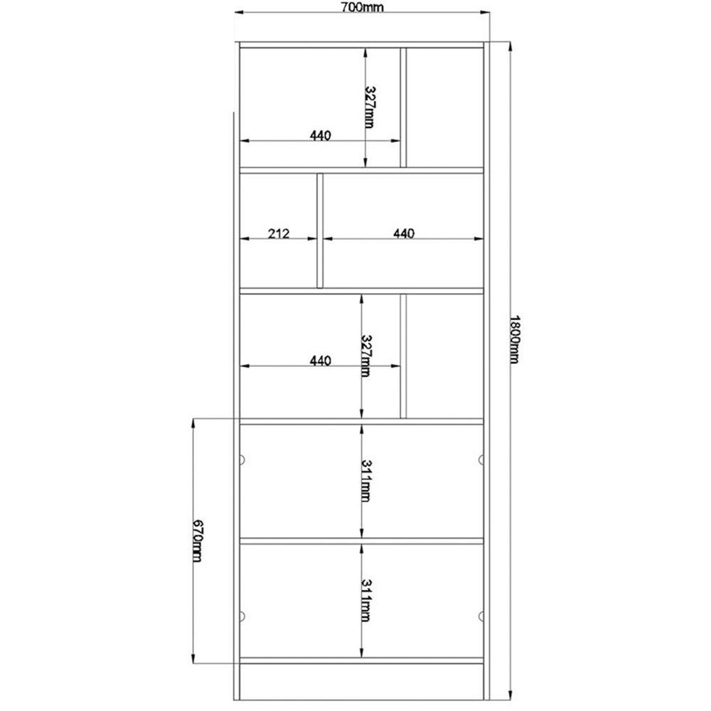 Evu Giselle 2 Door 6 Shelf White Bookcase Image 4