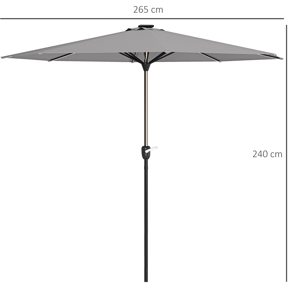 Outsunny Light Grey Solar LED Crank Handle Parasol 2.65m Image 7