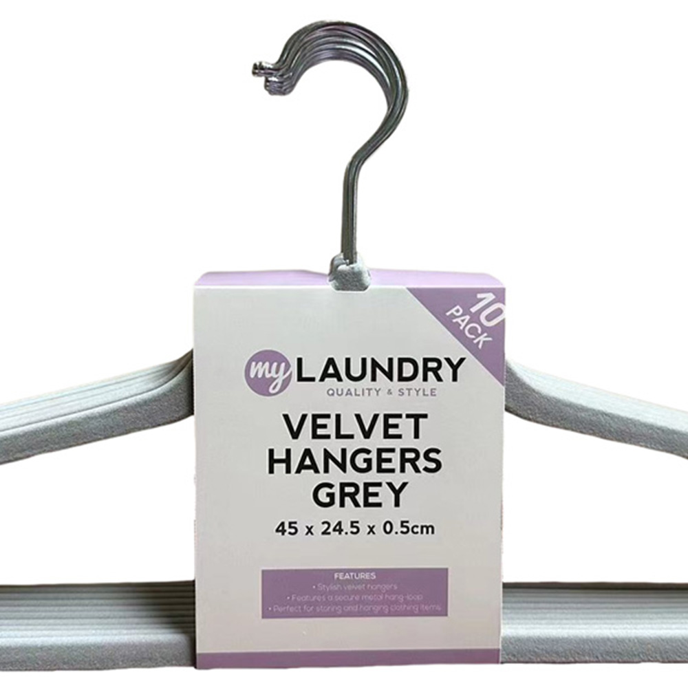 My Laundry Grey Velvet Hanger 10 Pack Image 2