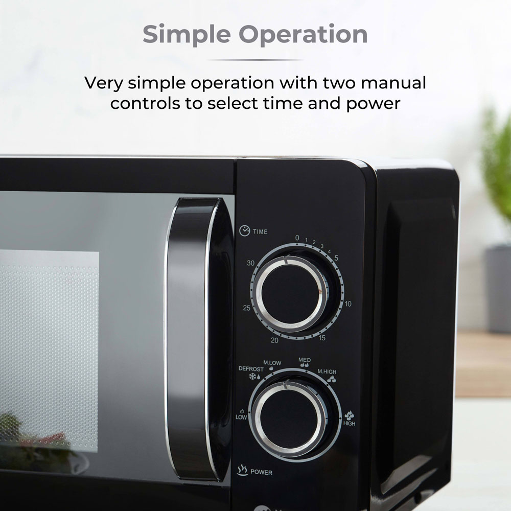 Tower T24042BLK Black 20L Manual Microwave Image 5