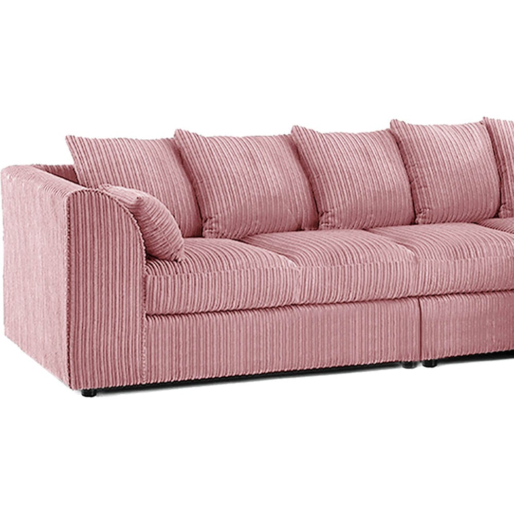 Luxor 4 Seater Pink Jumbo Cord Right Hand Facing Scatter Back L Shaped Corner Sofa Set Image 4