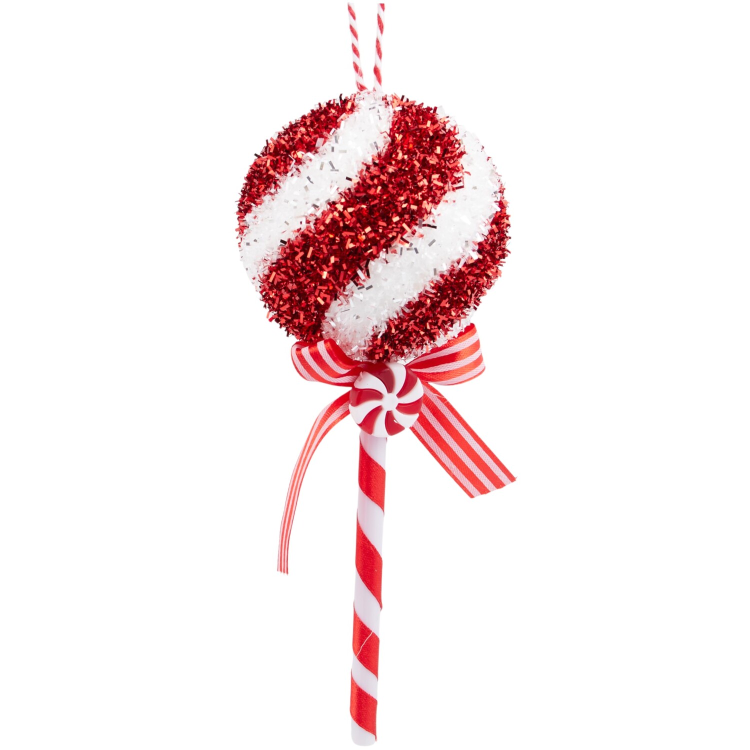 Set of 2 Candy Cane Lollipop Hanging Decoration Red Image 2