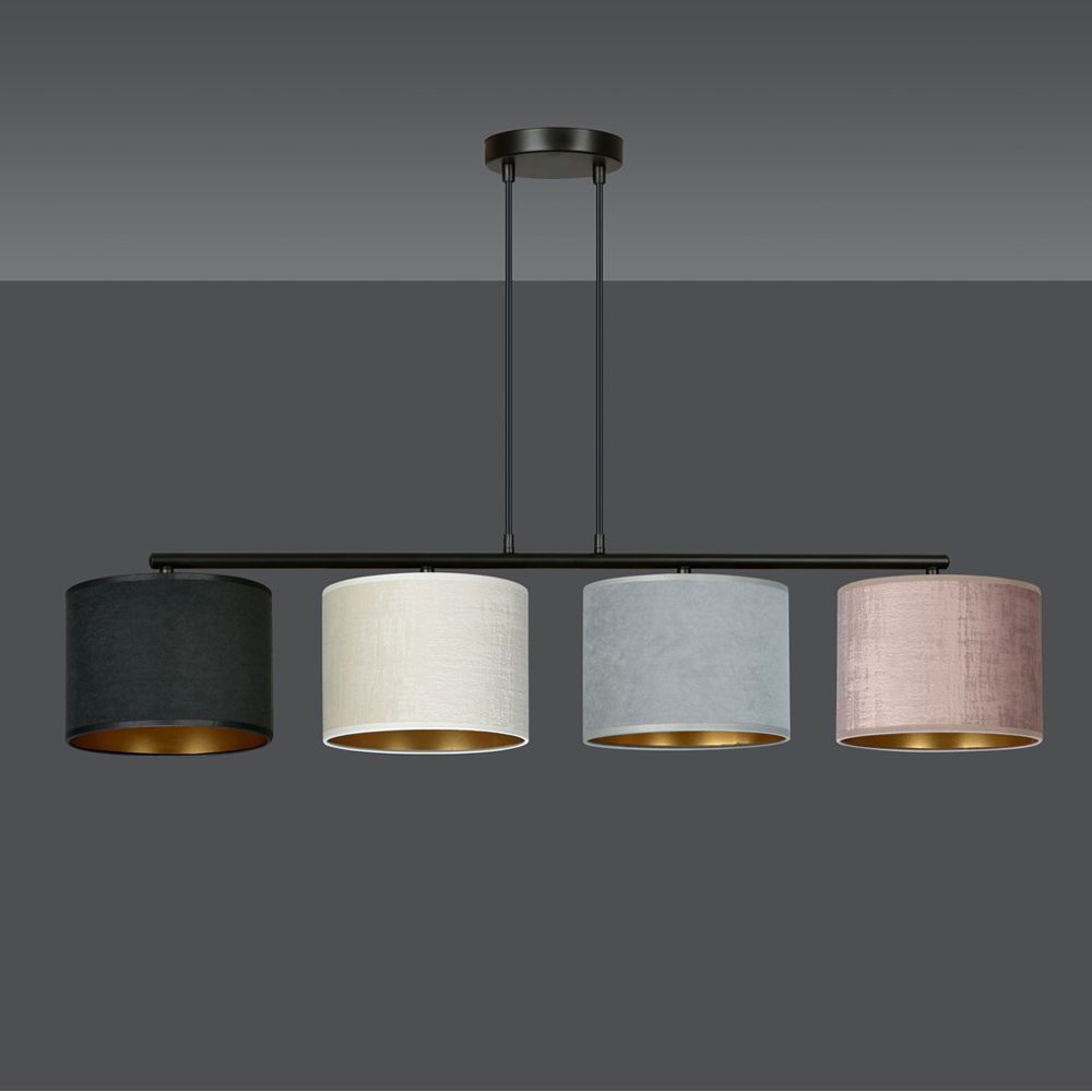 Emibig Hilde 4 Light Black Grey and Pink Shade Black E27 Ceiling Pendant Light Image 5
