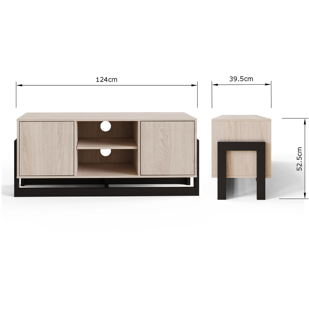 GFW Taite 2 Door 2 Shelf Oak TV Unit Image 9