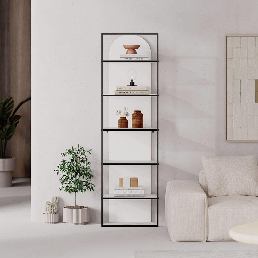 FWStyle Archy 5 Tier White Dual Tone Bookcase Display Unit Image 3