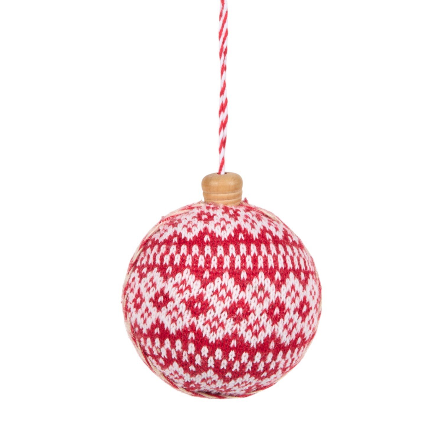 Fairisle Bauble Decoration Red Image 2