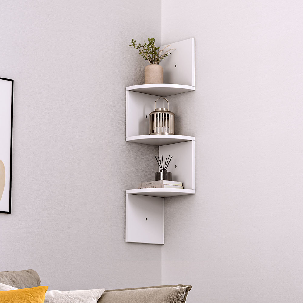 Corner Zigzag Floating Shelves White Image 3