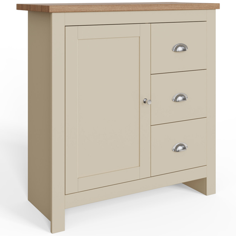 GFW Lancaster Single Door 3 Drawer Cream Sideboard Image 3