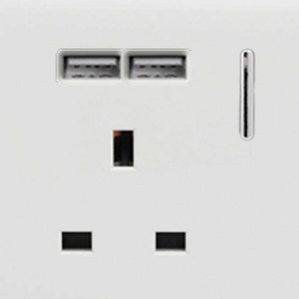 Trendi Switch 2 Gang 13amp 4 Port USB Ice White Plug Socket Image 2