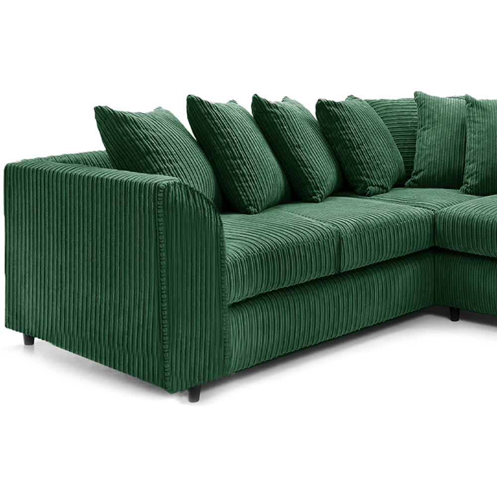 Luxor 5 Seater Green Jumbo Cord Scatter Back L Shaped Corner Sofa Set Image 3