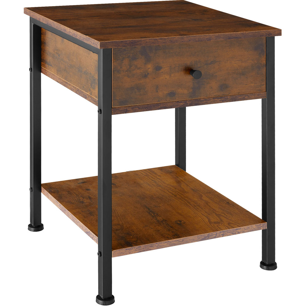 tectake Bradford Single Drawer Dark Wood Bedside Table Image 2