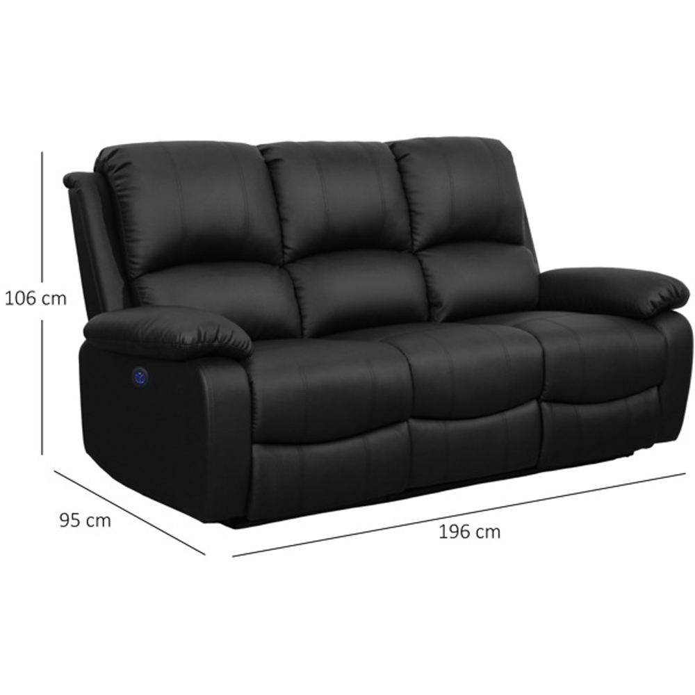 Comfy Living 6 Seater Black PU Leather Electric Recliner Sofa Set Image 9
