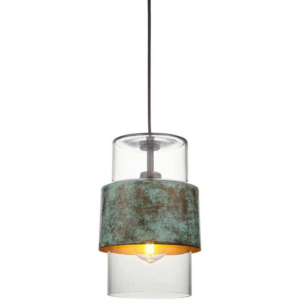 Merano Palermo Verdigris Bronze Plate Clear Glass Pendant Ceiling Light Image 3