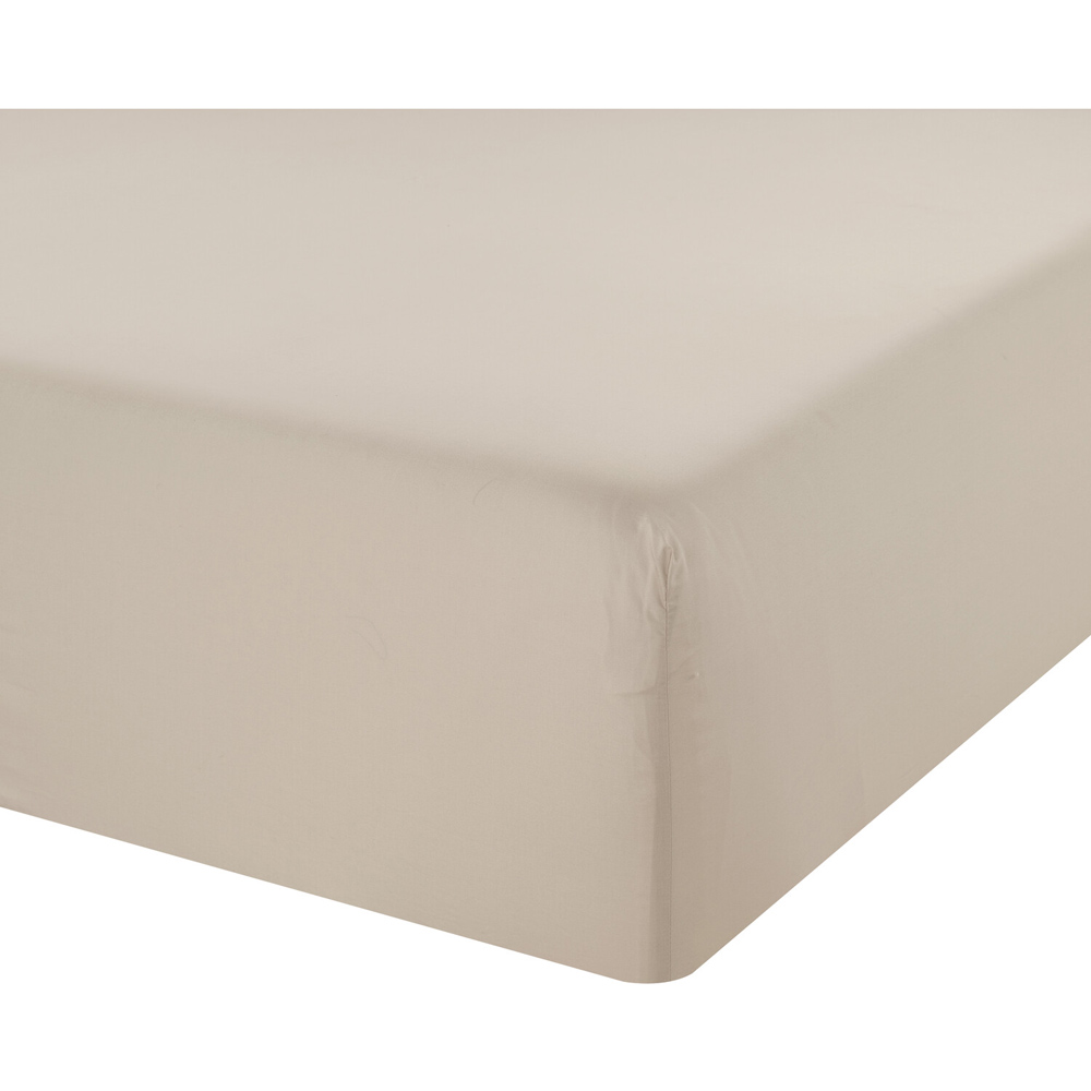 Egyptian Cotton Deep Fitted Bed Sheet Natural Double Image 2