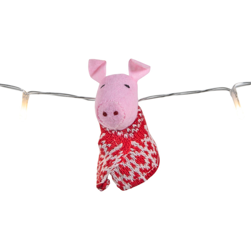 10 LED Pigs in Blanket String LightPink and Red Image 3