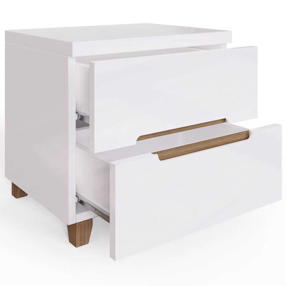 FWStyle Veloce 2 Drawer White Gloss Bedside Table Image 3