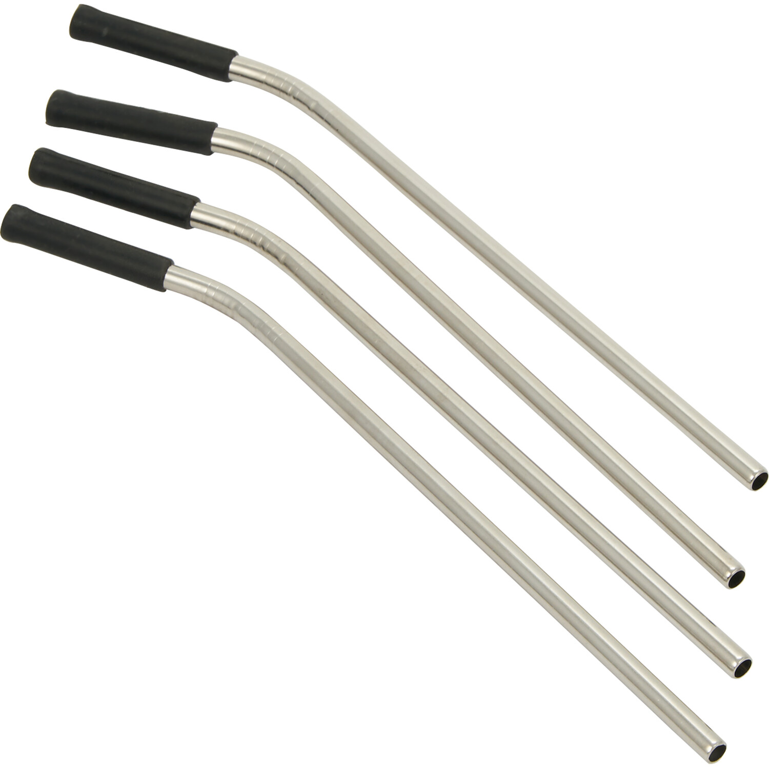 Pack of 4 Kitchen Master Retreat Stainless Steel Straws - Chrome Image 2