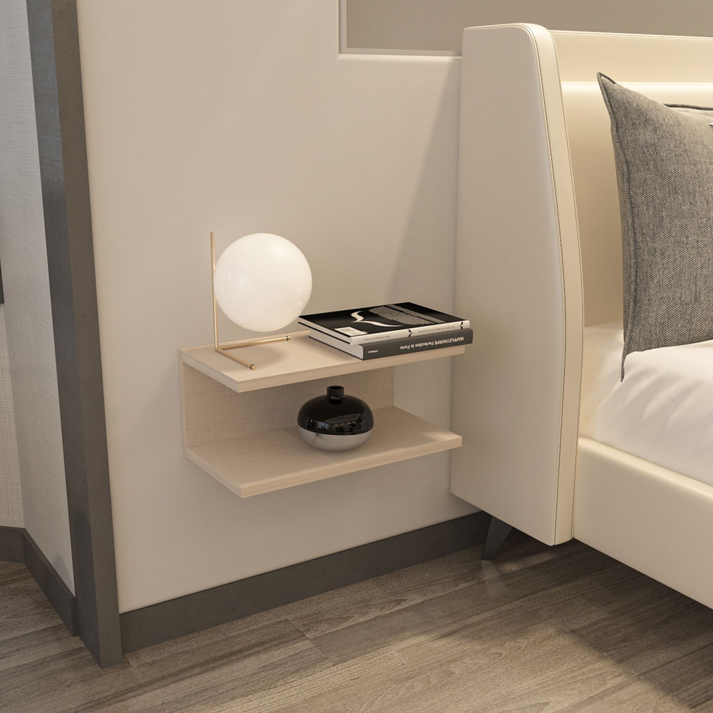 Decorotika Ramira 2 Shelf Cottonbeige Floating Bedside Table Image 4