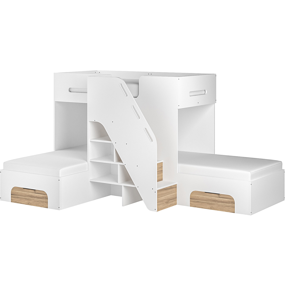 Flair Mason White and Oak Staircase Triple Sleeper with Storage Image 3