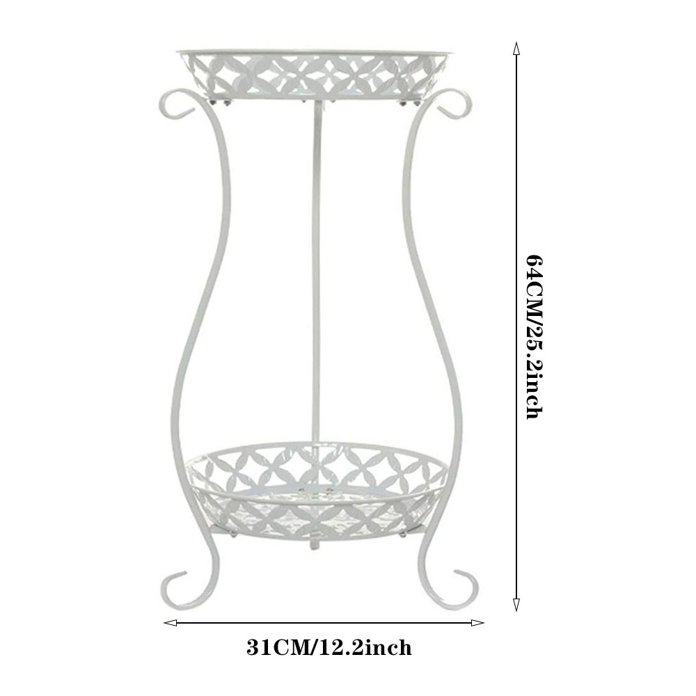 Vintage Plant Stand White 2-Shelf Image 9