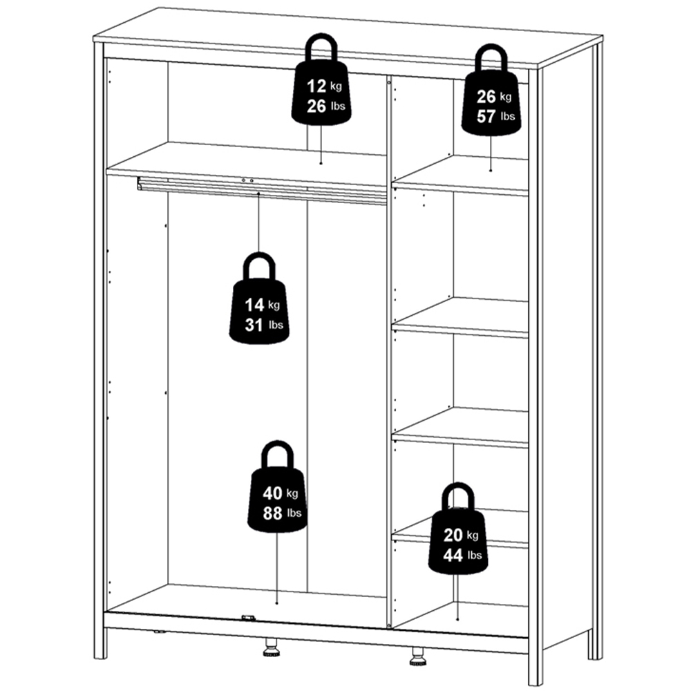 Florence Madrid 3 Door Matt Black Wardrobe Image 8