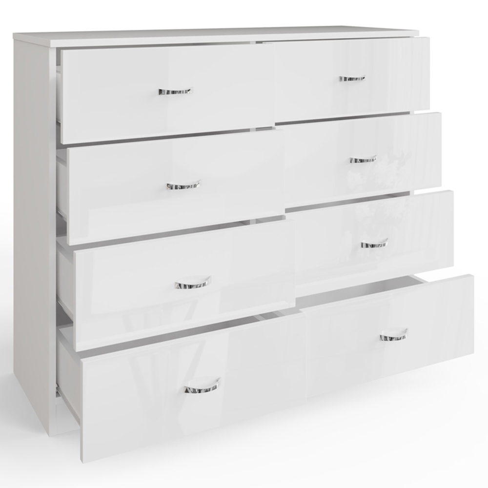 FWStyle Chilton 8 Drawer White Gloss Chest of Drawers Image 3