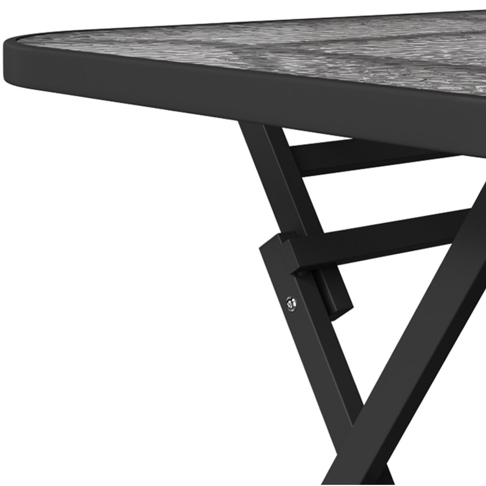 Living and Home Ripple Glass Metal Outdoor Rectangle Folding Table with Umbrella Hole Image 4