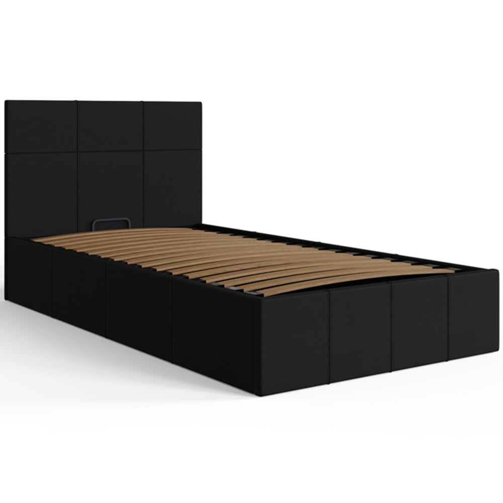 GFW Single Black Faux Leather End Lift Ottoman Bed with Bonnell Mattress Image 3