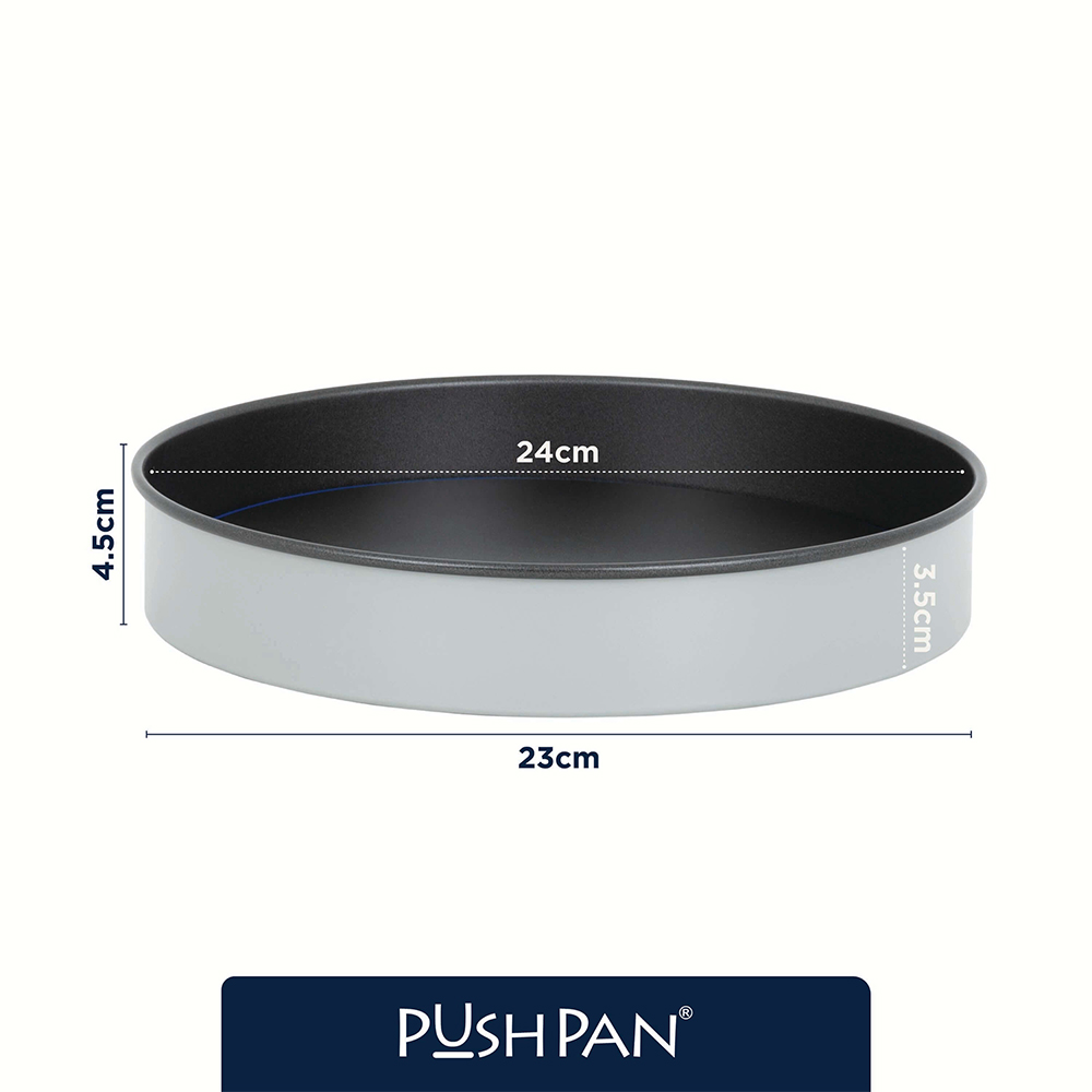 Wham PushPan 23cm Set of 2 Light Grey and Pewter Shallow Tin Image 9