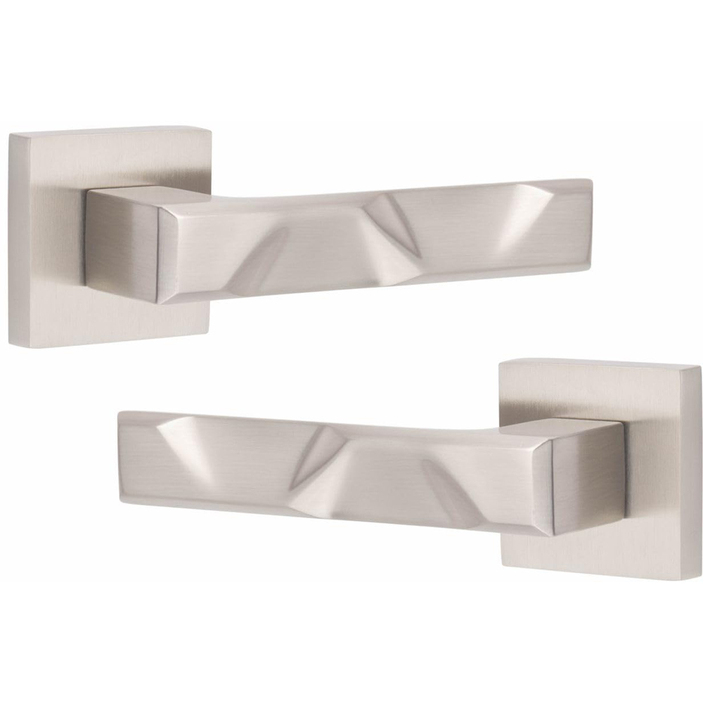 Golden Grace Satin Nickel Modern Nova Euro Lock Door Handle Set Image 3