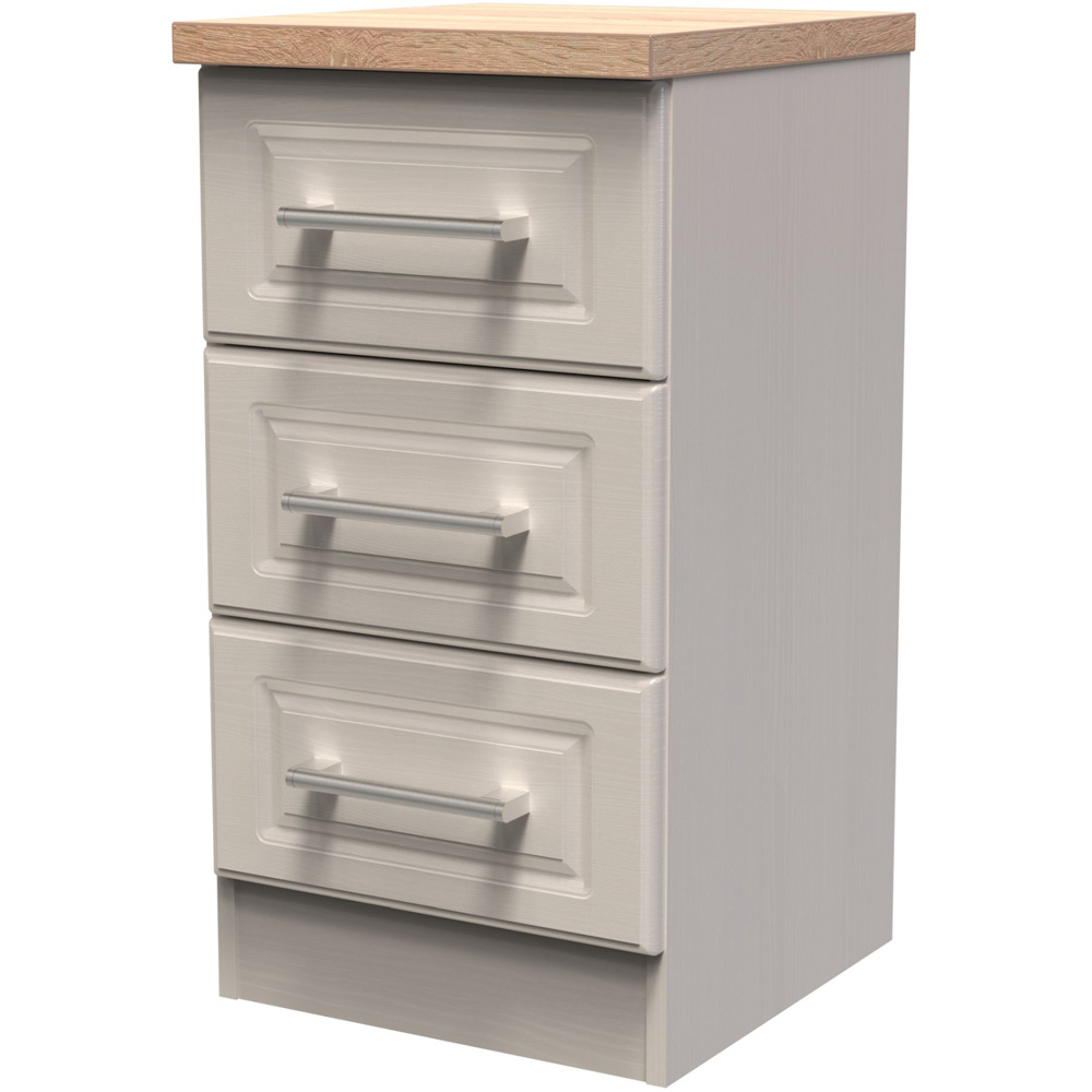 Crowndale Kent 3 Drawer Kashmir Ash and Modern Oak Bedside Table Image 2