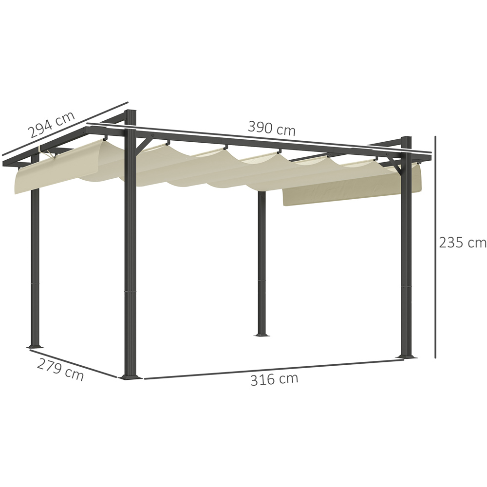Outsunny 3 x 4m Khaki Aluminium Frame Pergola with Retractable Roof Image 9