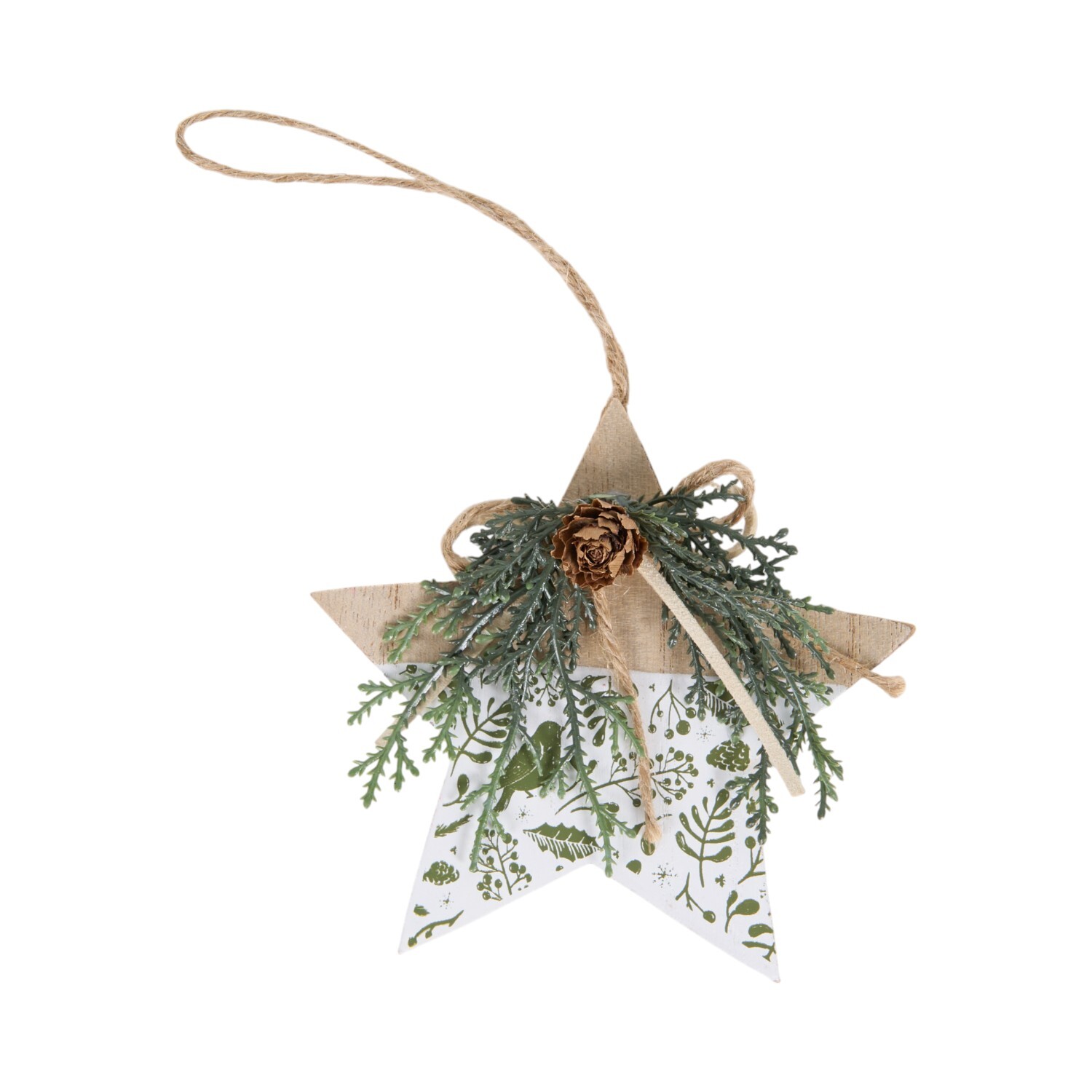 Wooden Floristry Decoration Green and White Image 1