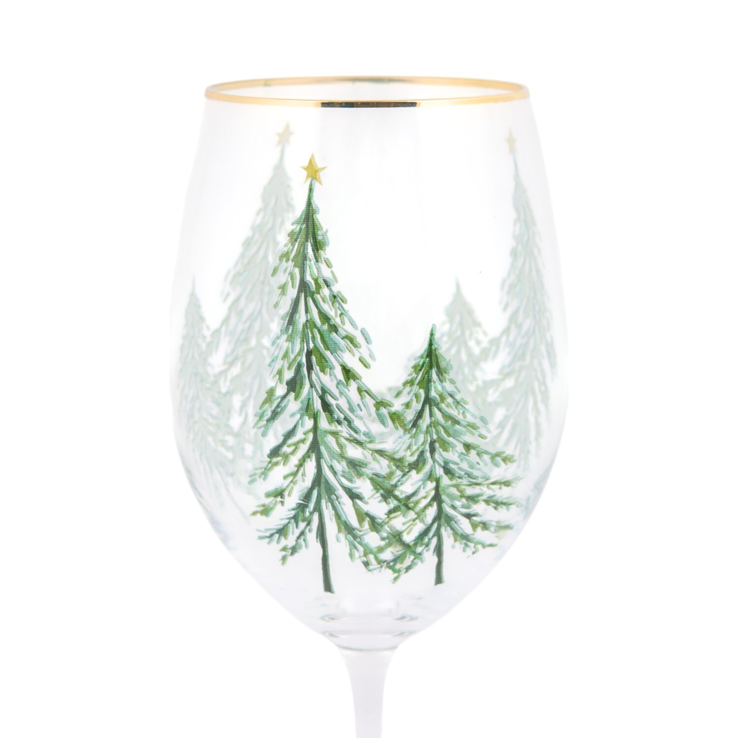Christmas Tree Wine Glass Clear Image 4