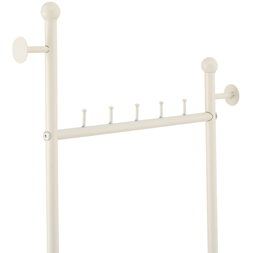 Living and Home White Metal Clothes Rack with 4 Hooks and Marble-Effect Base Image 4