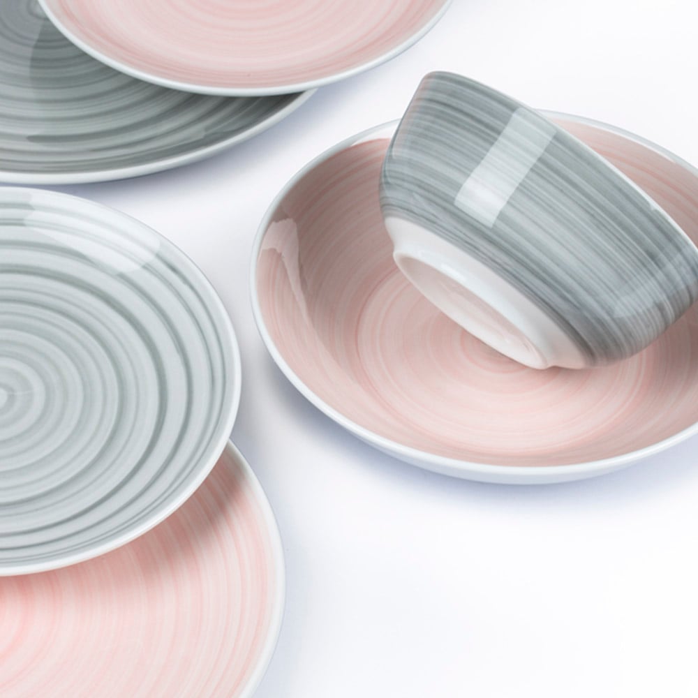 Waterside Grey and Pink 24 Piece Dinner Set Image 3