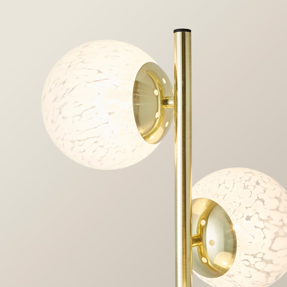 ValueLights Jas White Confetti Glass Globe Shade Gold 3 Way LED Ceiling Light with Bulb Image 5