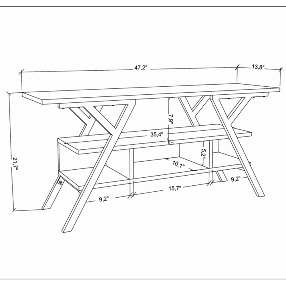 Decorotika Minerva Decorative 4 Open Shelf Gold and Oak TV Unit Image 7
