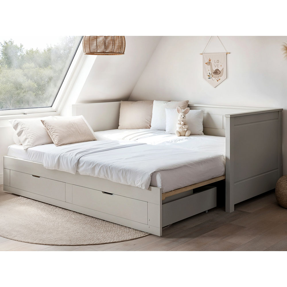 Noomi Iris 2 Drawer White Daybed with Trundle Image 5