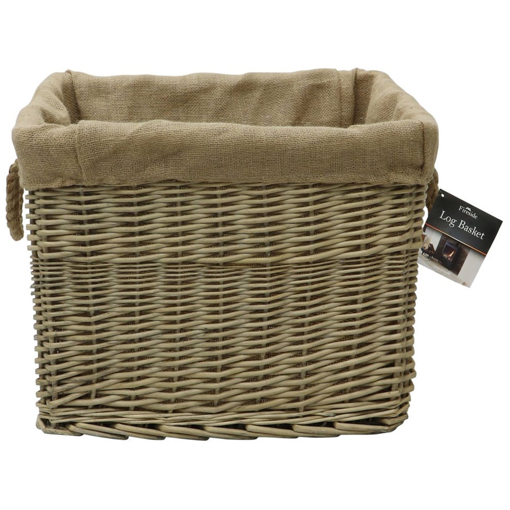 JVL Willow Antique Wash Log Basket with Rope Handles 38 x 50 x 42cm Image 4