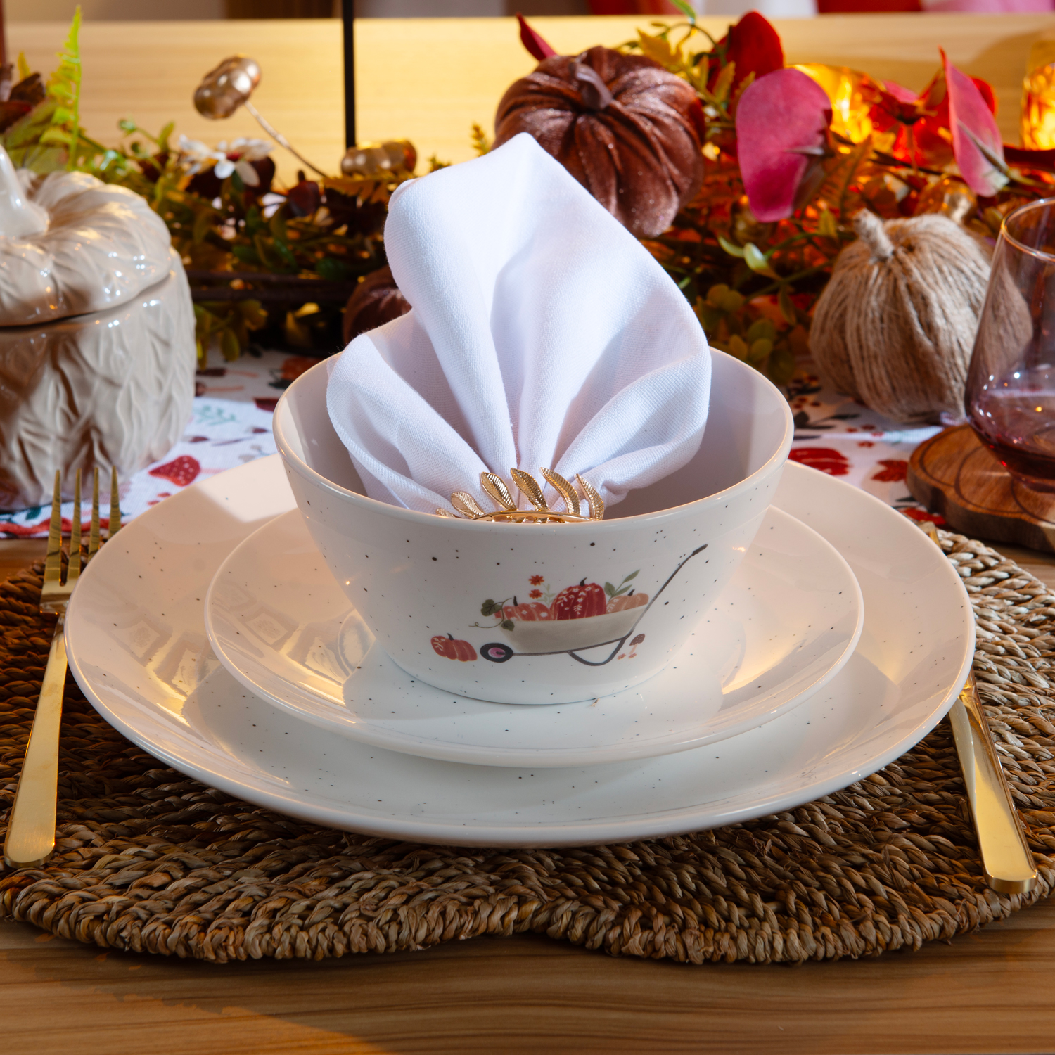 Autumn Print Plate White Dinner Plate Image 2