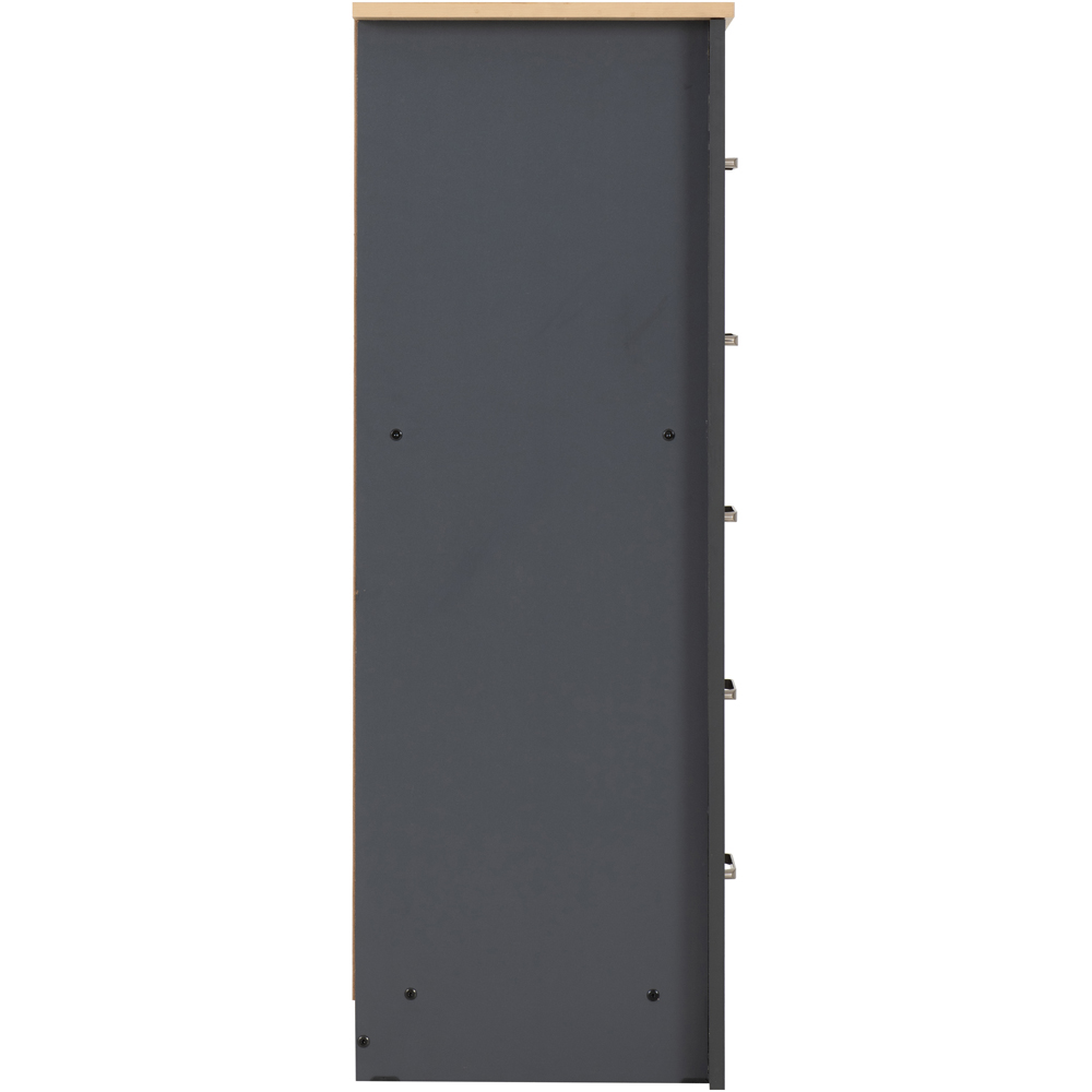 Seconique Portland 5 Drawer Grey and Oak Effect Narrow Chest of Drawers Image 5