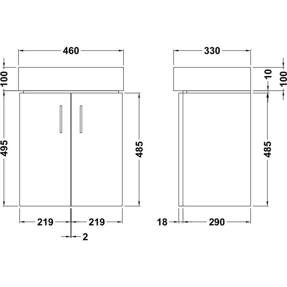 nuie Mayford 2 Door Gloss White Wall Hung Vanity Unit with Ceramic Basin 450mm Image 2