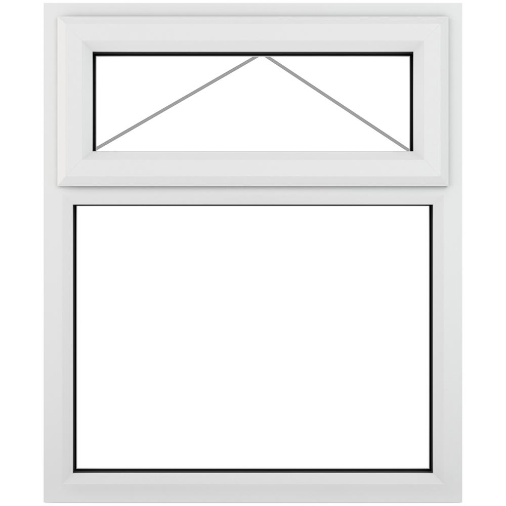 Crystal uPVC Triple Glazed Window Top Hung Over Fixed Light White Clear Glass 1190x965mm Image 2