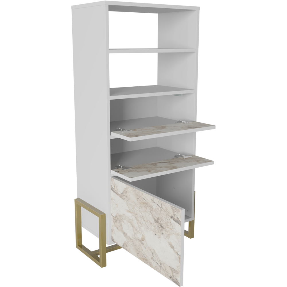 Decorotika Utopie 3 Door 2 Shelf White and White Marble Effect Modern Bookshelf Image 3